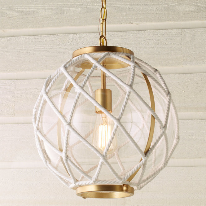White Rope Globe Pendant - F100-200