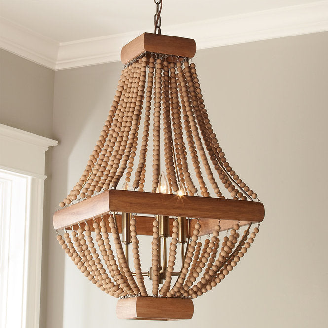 Wood Bead Chandelier 1 - F100-483