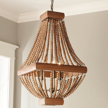 Wood Bead Chandelier 1 - F100-483