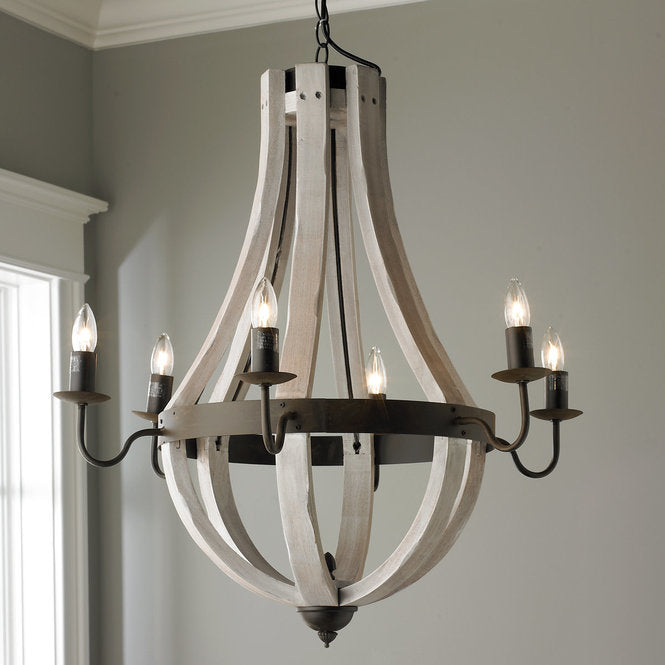 Wooden Wine Barrel Stave Chandelier - F100-122
